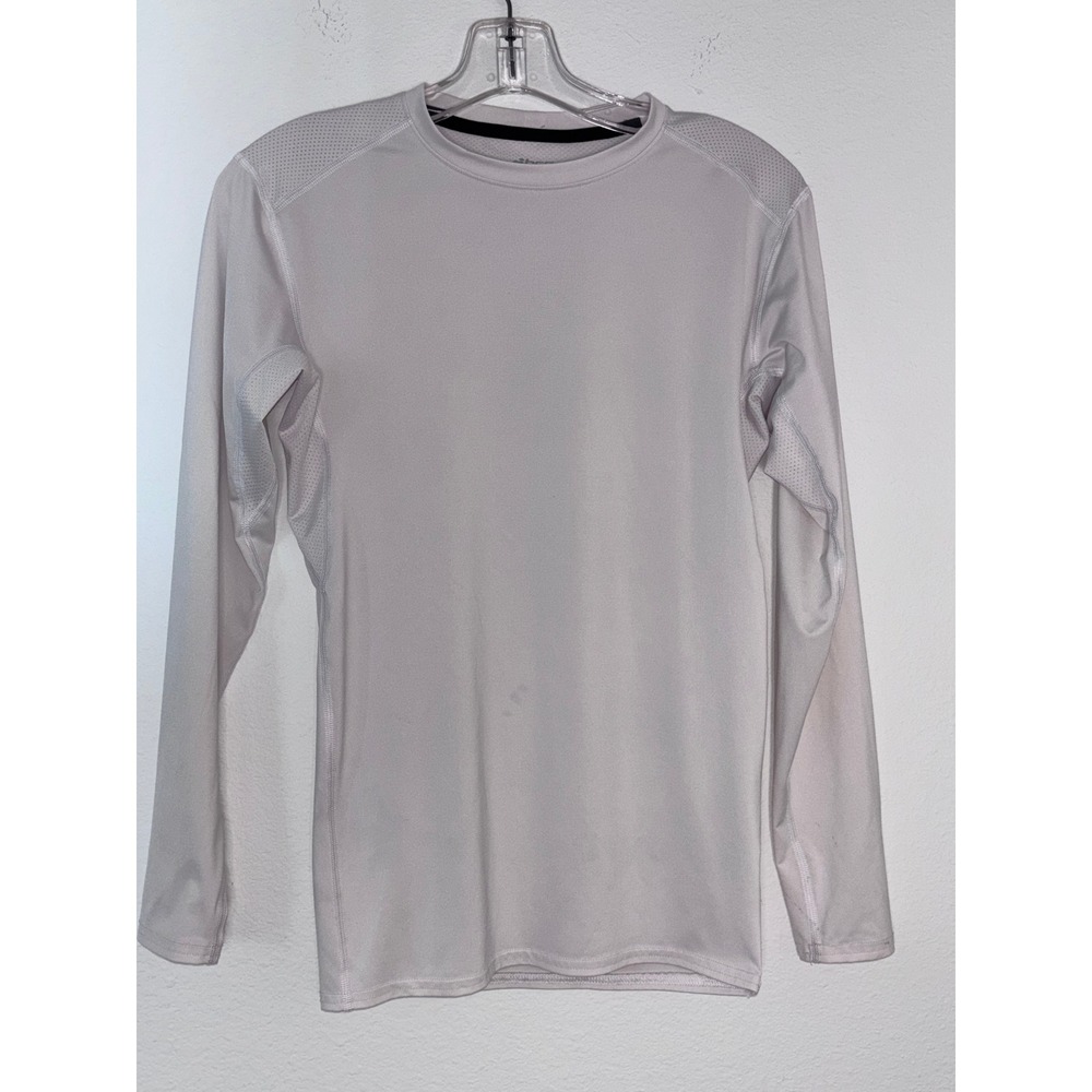 BCG Mens Long Sleeve Performance Shirt Light Gray‎ Mesh Athletic Training Size M